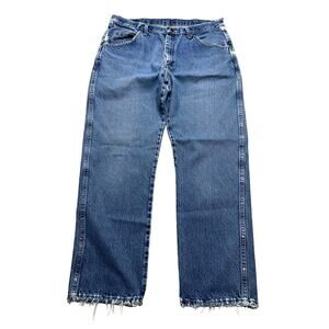 Vintage Wrangler Jeans Mens Actual 34x28.5 Light Wash Straight Denim distress
